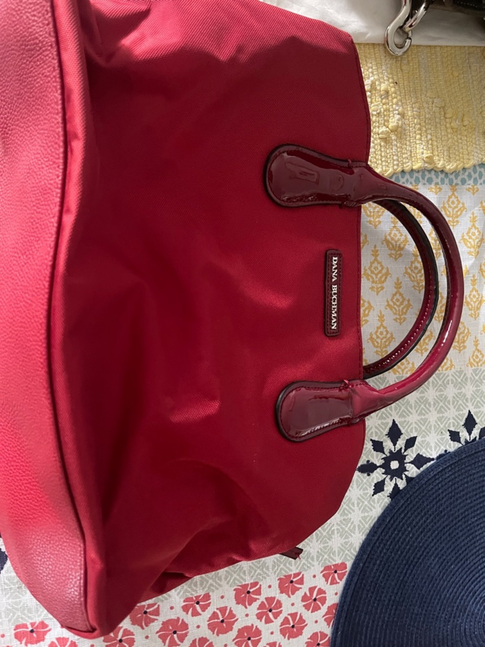 Dana Buchman Cherry Red Tote with Glossy Patent Handles